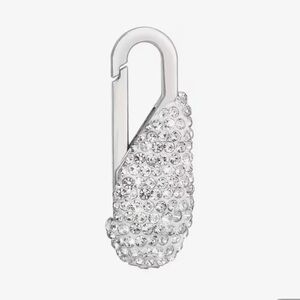 Silver Crystal-Embellished Carabiner Keychain/Zipper Pull New